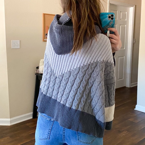 (VICI) gray cream colorblock patchwork knit cardigan jacket - Picture 7 of 13